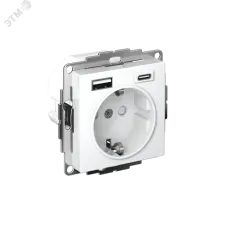 РОЗЕТКА 16А с 2 USB A+C, мех, БЕЛЫЙ