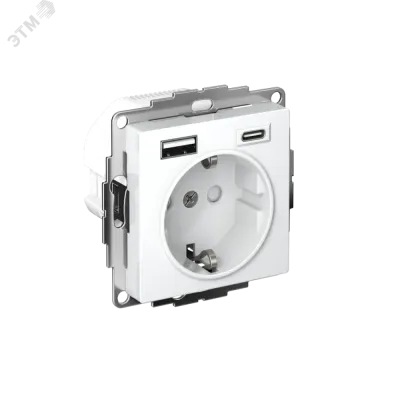 РОЗЕТКА 16А с 2 USB A+C, мех, БЕЛЫЙ