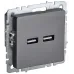 BRITE Розетка USB A+A 3.1А РЮ10-1-БрС сталь