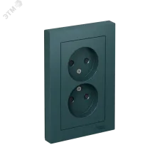 Розетка ATLASDESIGN двойная без заземления со шторками 16А в сборе изумруд