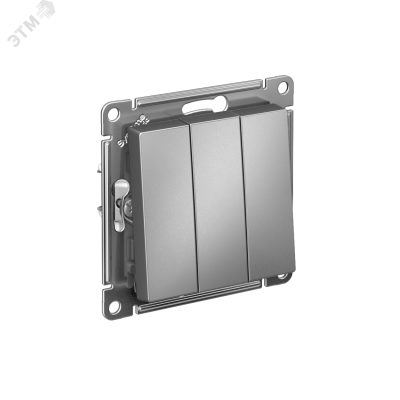 Выключатель трехклавишный ATLASDESIGN схема 1+1+1 10АХ механизм сталь