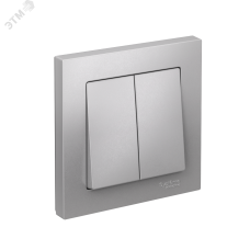 Выключатель двухклавишный ATLASDESIGN схема 5 10АХ в сборе алюминий