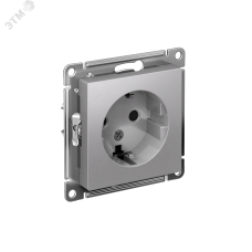 Розетка ATLASDESIGN с заземлением со шторками 16А механизм алюминий