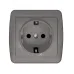 Клио розетка одноместная Клио, IP44, с/з, о/у, 16А, 220В, серый (еврослот)