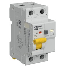 KARAT Устройство защиты от дугового пробоя с выключателем автоматическим дифференциального тока 1P+N C 16А 30мА тип AC IEK