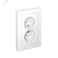 Розетка ATLASDESIGN двойная без заземления со шторками 16А в сборе белый