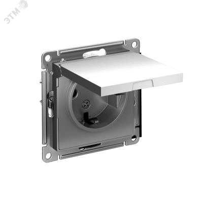 Розетка ATLASDESIGN с заземлением со шторками с крышкой 16А IP20 механизм сталь