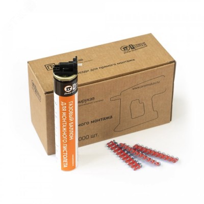 Комплект газовый баллон 165 мм и гвозди для прямого монтажа 3х19 мм (кованые) (1000 шт/уп)