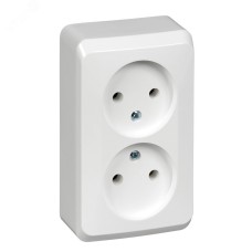 ЭТЮД О/У двойная РОЗЕТКА без заземления без шторок 16А 250B. БЕЛЫЙ. Россия