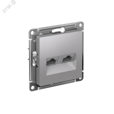 ATLASDESIGN РОЗЕТКА двойная компьютерная RJ45+RJ45, кат.6А, механизм, АЛЮМИНИЙ