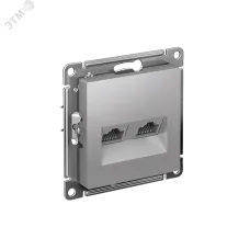 ATLASDESIGN РОЗЕТКА двойная компьютерная RJ45+RJ45, кат.6А, механизм, АЛЮМИНИЙ