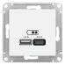 ATLASDESIGN USB РОЗЕТКА А+С, 5В/2,4 А, 2х5В/1,2 А, механизм, ЛОТОС