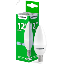 Лампа светодиодная C35 свеча 12Вт 230В 6500К E14 GENERICA