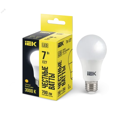 Лампа LED A60 груша 7Вт 230В 3000К E27 IEK
