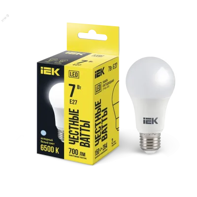 Лампа LED A60 груша 7Вт 230В 6500К E27 IEK
