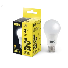 Лампа LED A60 груша 9Вт 230В 3000К E27 IEK