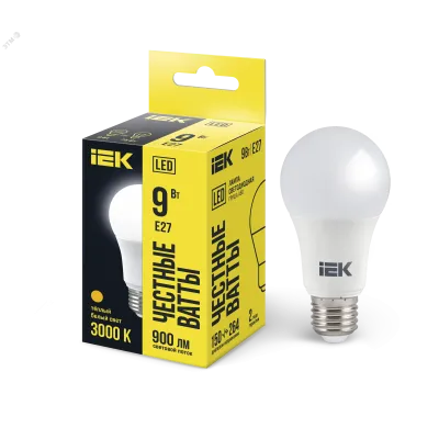 Лампа LED A60 груша 9Вт 230В 3000К E27 IEK