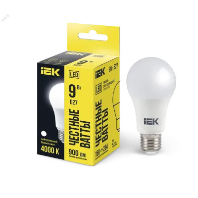 Лампа LED A60 груша 9Вт 230В 4000К E27 IEK