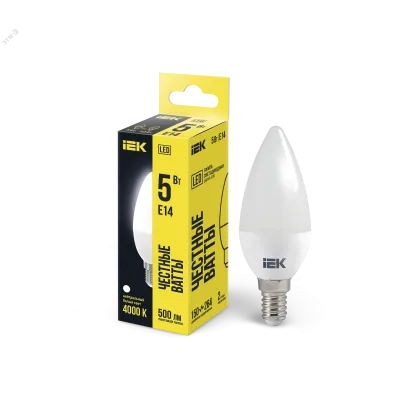 Лампа LED C35 свеча 5Вт 230В 4000К E14 IEK