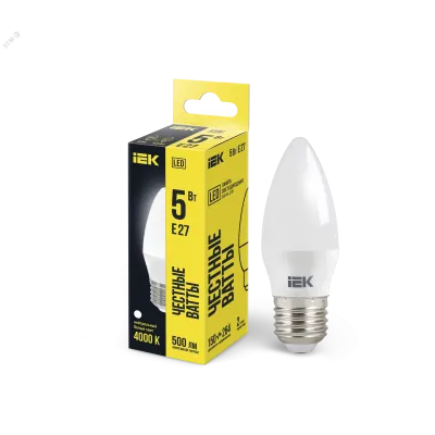 Лампа LED C35 свеча 5Вт 230В 4000К E27 IEK