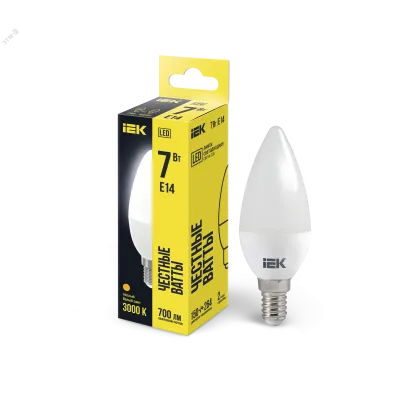 Лампа LED C35 свеча 7Вт 230В 3000К E14 IEK