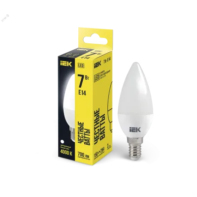 Лампа LED C35 свеча 7Вт 230В 4000К E14 IEK