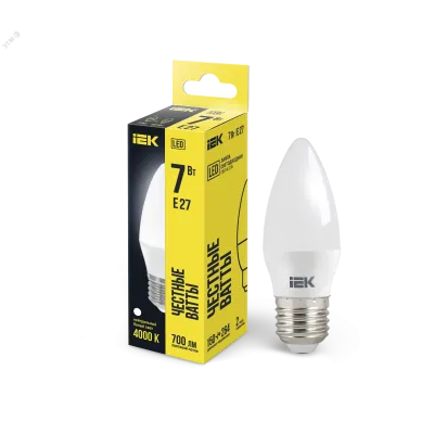 Лампа LED C35 свеча 7Вт 230В 4000К E27 IEK