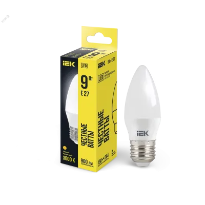 Лампа LED C35 свеча 9Вт 230В 3000К E27 IEK