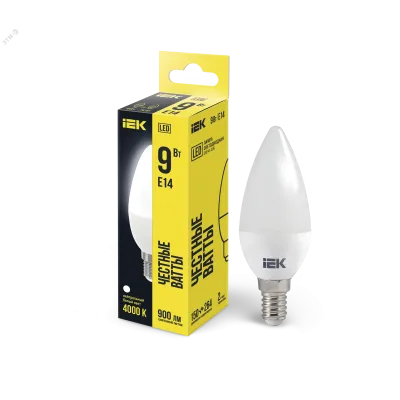 Лампа LED C35 свеча 9Вт 230В 4000К E14 IEK