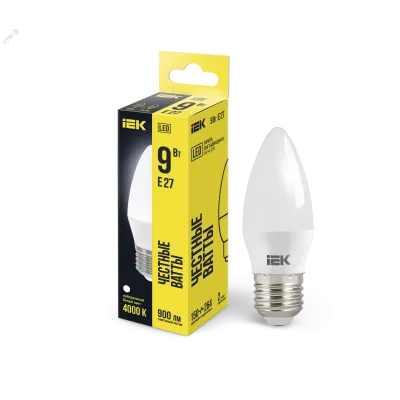 Лампа LED C35 свеча 9Вт 230В 4000К E27 IEK