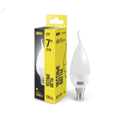 Лампа LED CB35 свеча на ветру 7Вт 230В 3000К E14 IEK