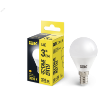 Лампа LED G45 шар 3Вт 230В 3000К E14 IEK