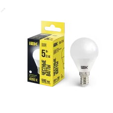 Лампа LED G45 шар 5Вт 230В 4000К E14 IEK