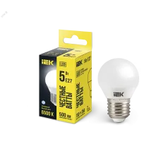 Лампа LED G45 шар 5Вт 230В 6500К E27 IEK
