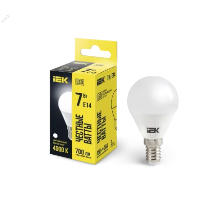 Лампа LED G45 шар 7Вт 230В 4000К E14 IEK