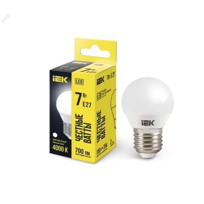 Лампа LED G45 шар 7Вт 230В 4000К E27 IEK