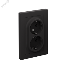 Розетка ATLASDESIGN двойная с заземлением 16А в сборе карбон