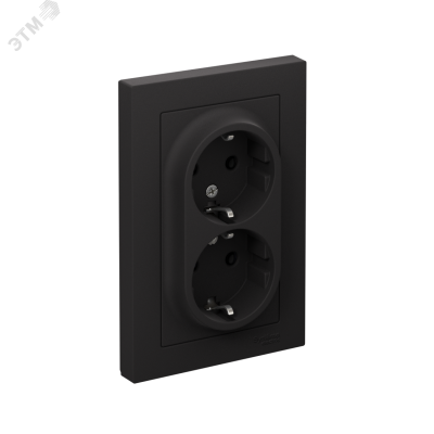 Розетка ATLASDESIGN двойная с заземлением 16А в сборе карбон