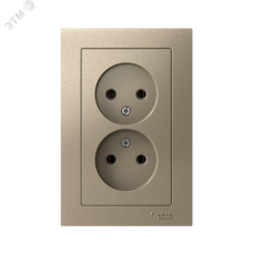 Розетка ATLASDESIGN двойная без заземления 16А в сборе шампань