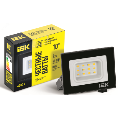 Прожектор СДО 06-10 светодиодный черный IP65 4000 K IEK