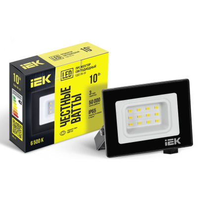 Прожектор СДО 06-10 светодиодный черный IP65 6500 K IEK