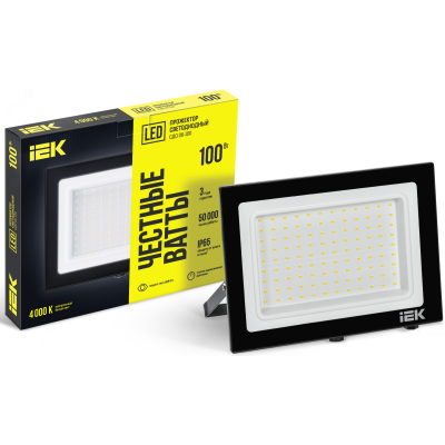 Прожектор LED СДО 06-100 IP65 4000К черный IEK