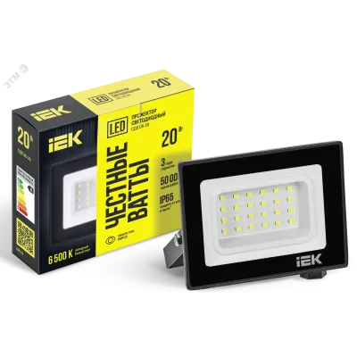 Прожектор СДО 06-20 светодиодный черный IP65 6500 K IEK