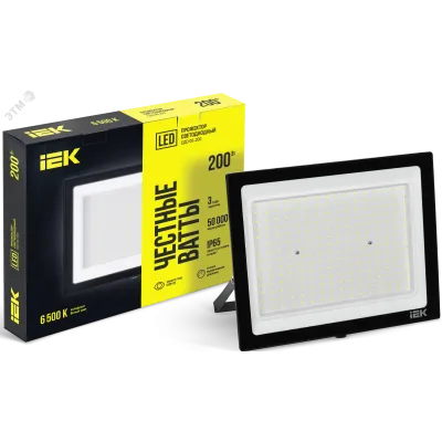 Прожектор СДО 06-200 светодиодный черный IP65 6500 K IEK