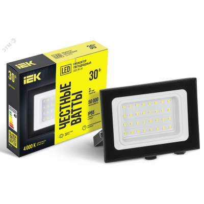 Прожектор СДО 06-30 светодиодный черный IP65 4000 K IEK