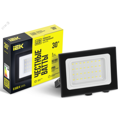 Прожектор СДО 06-30 светодиодный черный IP65 6500 K IEK