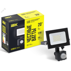 Прожектор СДО 06-20Д светодиодный черный с ДД IP54 6500K IEK