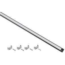 Профиль алюминиевый для светодиодной ленты 1607 накладной прямоугольный 2м с комплектом аксессуаров (опал) черный