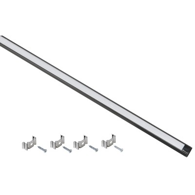 Профиль алюминиевый для светодиодной ленты 1607 накладной прямоугольный 2м с комплектом аксессуаров (опал) черный