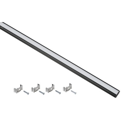 Профиль алюминиевый для светодиодной ленты 1712 накладной прямоугольный 2м с комплектом аксессуаров (опал) черный